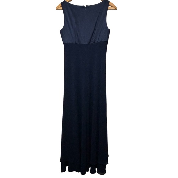 Vintage Ann Taylor Navy Blue Silk blend maxi dress with sheer overlay. Women’s 6 - Picture 6 of 8